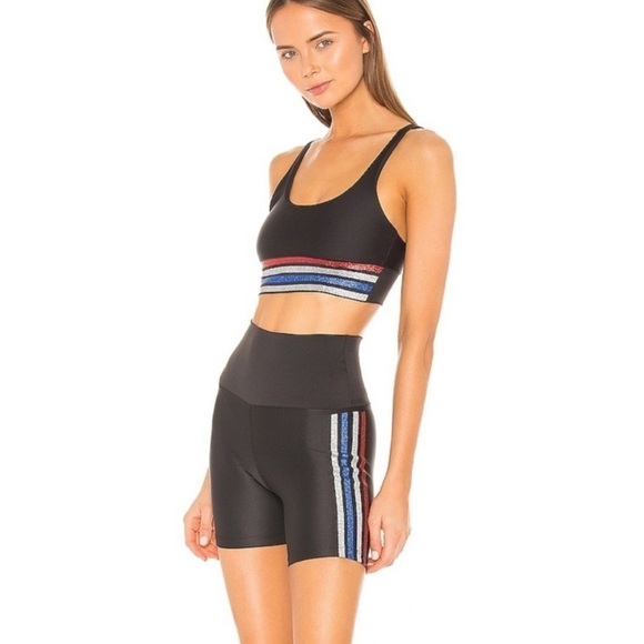 Beach Riot Glitter Size Stripe Bike Shorts Sz M - Picture 2 of 15